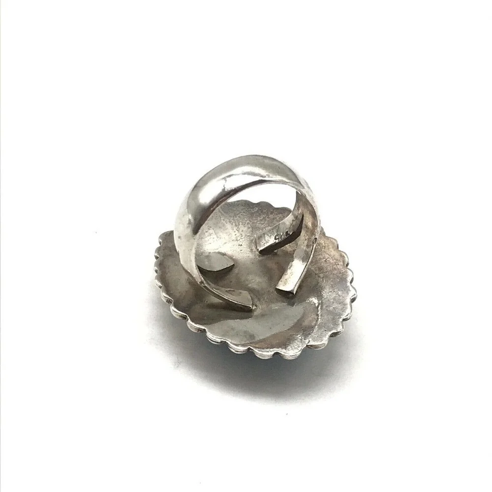 Vintage 925 Sterling Silver Large Chunky Turquoise Statement Ring Size 7
